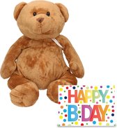 Happy Horse - Verjaardag cadeau knuffelbeer 32 cm met XL Happy Birthday wenskaart