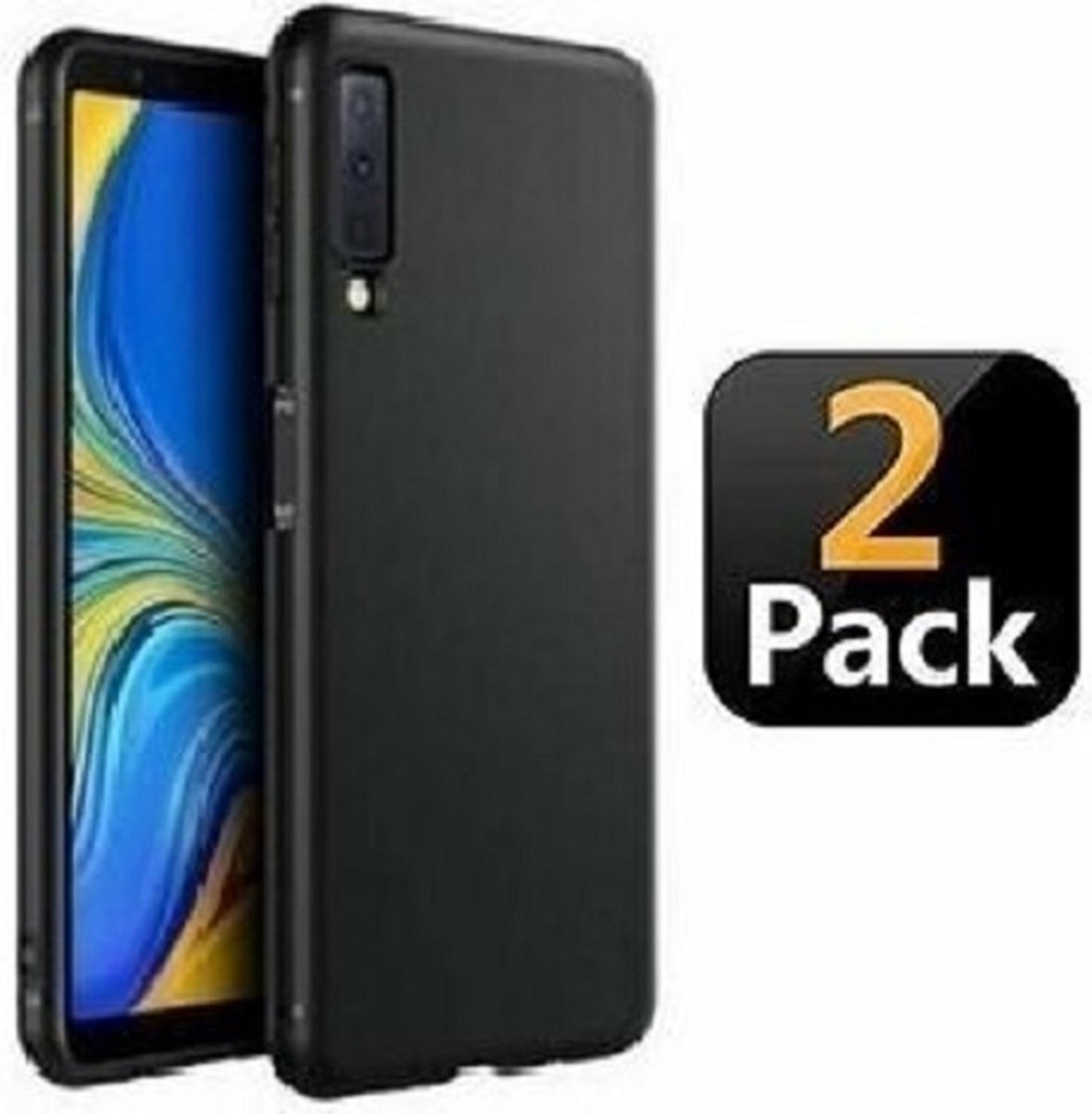 Samsung A7 2018 Hoesje Siliconen TPU Zwart 2x