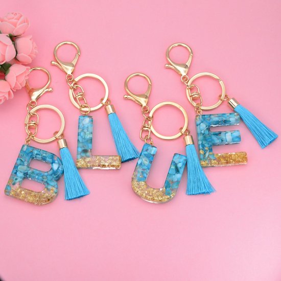 LUODAN Sleutelhanger, cadeau voor dames en heren, zilver A-Z, 26 letters, initiële letter, sleutelhanger, cadeau zussen, vriendschap, cadeau-ideeën, beste vriend, verjaardag, B, L