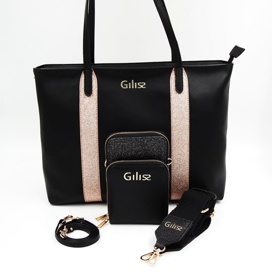 Handtassen - Dames - Set - Shopper en Telefoontasje - Giliss Fashion - Zwart