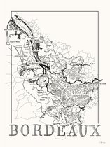 Poster zwart wit - wijnkaart Bordeaux - wijnliefhebber - 50 x 70 cm