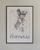 Poster zwart wit - Portugal - wijnliefhebber - wijnkaart - 50 x 70 cm