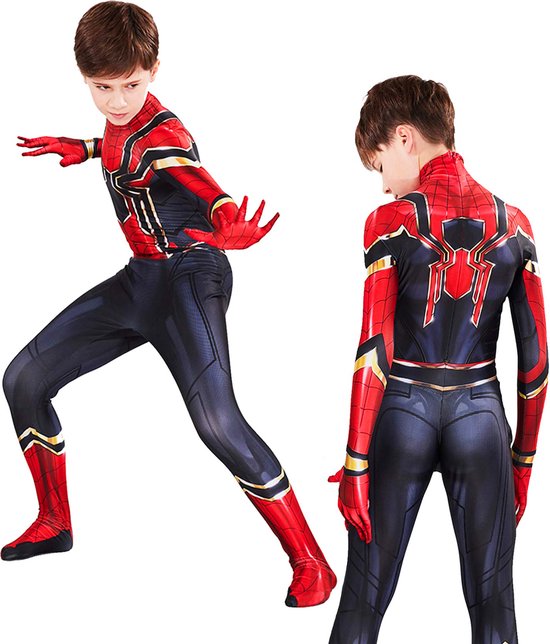 Lifect Spiderman Dress Up Suit - Masque Spiderman - Dress Up Suit Superhero - Taille M - 120 - 130 CM
