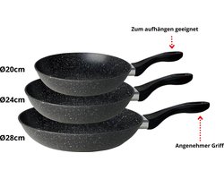 Peterhof Koekenpannen - Set van 3 - Zwart