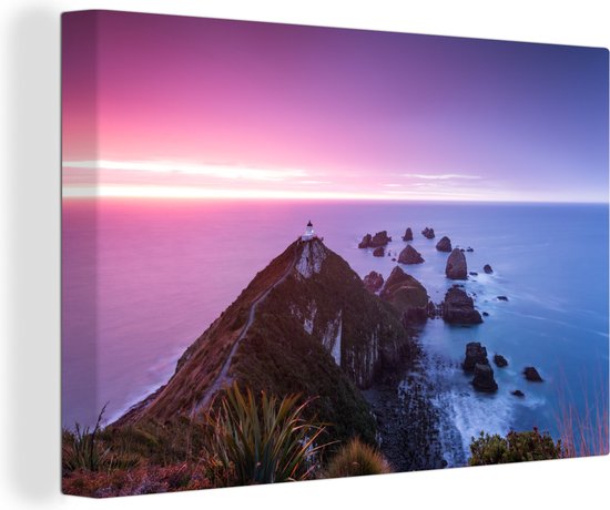 Nugget Point Nieuw-Zeeland Canvas 120x80 cm - Foto print op Canvas schilderij (Wanddecoratie)