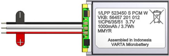 Varta 1/LPP 523450 S PCM W Speciale oplaadbare batterij Prismatisch Kabel LiPo 3.7 V 1000 mAh