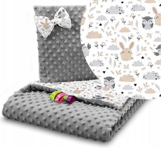 Foto: Exclusief minky set deken met kussen 75x100cm bos vriend