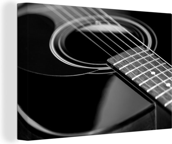 negatief as Feat Canvas Schilderij Mooie akoestische gitaar - zwart wit - 60x40 cm -  Wanddecoratie | bol.com