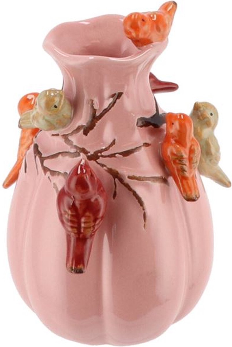 Clayre & Eef Decoratieve Kan 20*14*25 Cm Groen Beige Keramiek Bloemen Waterkan Schenkkan