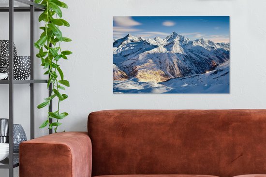 Peintures sur toile - Alpes suisses en hiver - 90x60 cm - Décoration murale