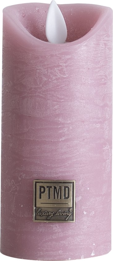 PTMD LED kaars rustiek oud rose met beweegbare vlam - LED Light Candle rustic pink moveable flame XS - Met timer - Diameter 5,5 x 5,5 x hoog 12,5 cm