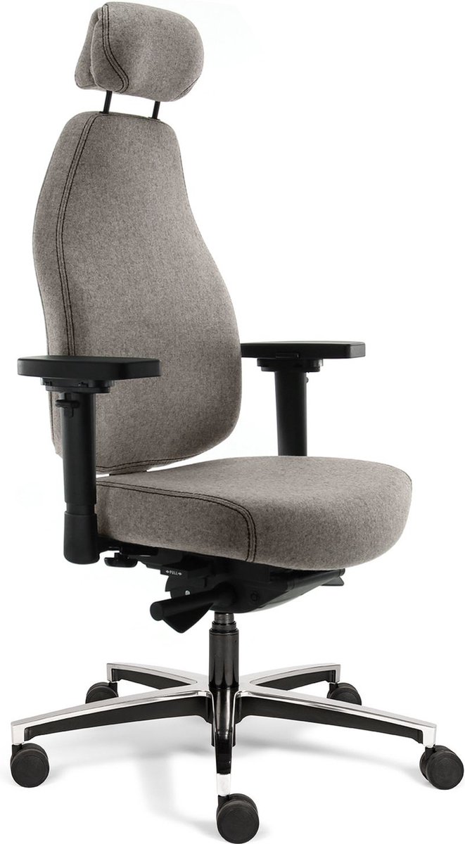 Therapod X HR in wolvilt Fenice lichtgrijs - Bureaustoel lange mensen - Ergonomische bureaustoel rugklachten - 24 uurs stoel