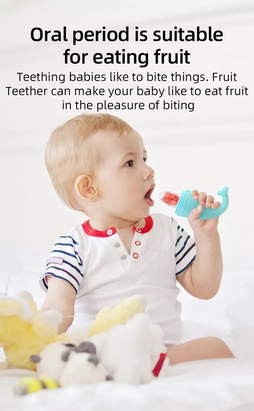 Baby Fruitspeen en Bijtring - Roze / Fruitzuiger / Fruit Fopspeen voorkomt verstikking van fruit / Kinderbestek / Fruitspeen Baby / Siliconen Spenen / Babyspeen voor groenten en fruit - BPA vrij - Kraam Cadeau van ICON. — afbeelding 3