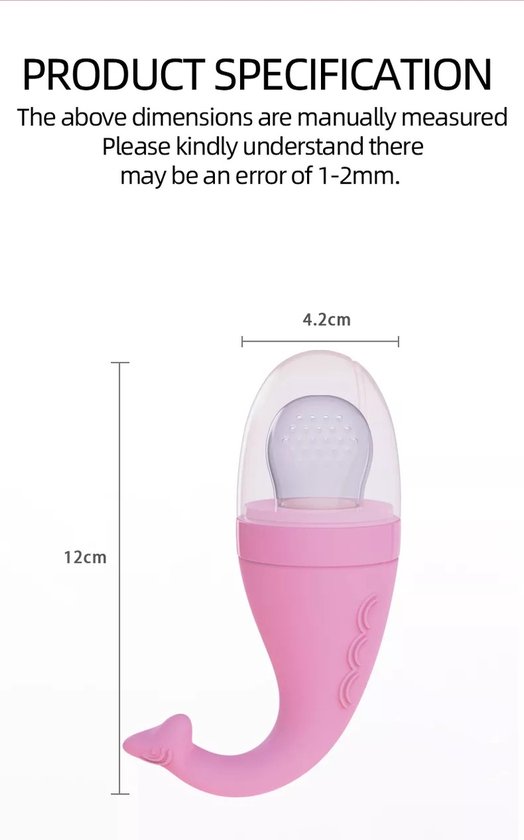 Baby Fruitspeen en Bijtring - Roze / Fruitzuiger / Fruit Fopspeen voorkomt verstikking van fruit / Kinderbestek / Fruitspeen Baby / Siliconen Spenen / Babyspeen voor groenten en fruit - BPA vrij - Kraam Cadeau van ICON. — afbeelding 4