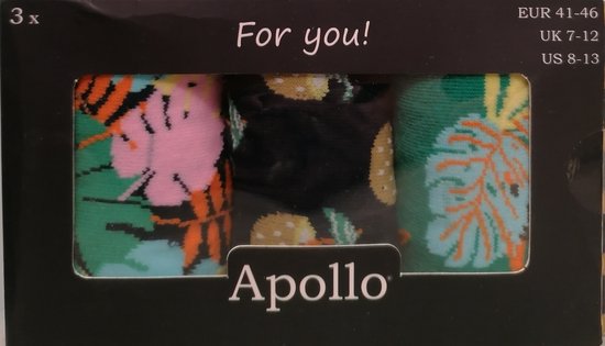 Sokken dames - Heren - Apollo | Tropical Green Socks | 3-Pack Giftbox | Maat 41-46 - CADEAU - Vaderdag - Moederdag