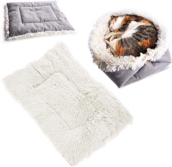 Kattenbed, half gesloten huisdiernest, warmtekussen, huisdiernest voor