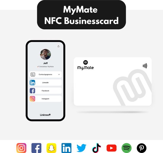 Carte de visite MyMate NFC Tag - Carte de visite numérique - Carte NFC -  Porte-cartes... | bol.com