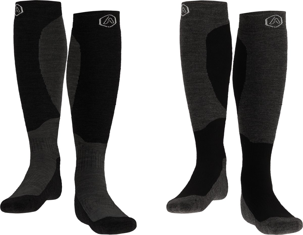 Heat Essentials Ski Sokken 35-38 – 2 Paar Unisex Extra Ondersteuning en Demping Warme Sokken met Wol Skisokken Heren Skisokken Dames Wintersport Sokken Huissokken Compressie sokken Zwart