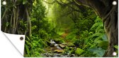 Wanddecoratie buiten Natuur - Water - Jungle - Bos - Tropisch - 160x80 cm - Tuindoek - Buitenposter