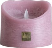 PTMD LED rustique vieux rose avec flamme mobile - LED Light Candle rustique rose flamme mobile XL - Avec minuterie - Diamètre 12,5 x 12,5 x 10 haut