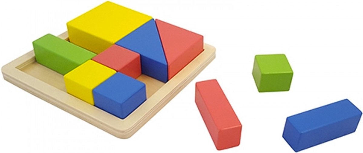 Playwood Houten Kubusvormen Sorteer puzzelplank (10)