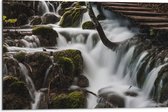 WallClassics - Dibond - Watervallen onder de Brug - 75x50 cm Foto op Aluminium (Met Ophangsysteem)