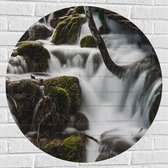 WallClassics - Muursticker Cirkel - Watervallen onder de Brug - 80x80 cm Foto op Muursticker