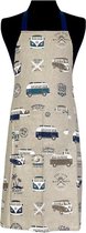Blauwe keukenschort Volkswagen thema - VW T1 - Volkswagen T1 - Vaderdag - Mannen cadeau / Kado - Papa - Opa - Keuken schort - Moederdag - Auto - Auto's - Autogek - Koken - Kookschort - Kook - Vader - Mama - Oma - Eten - Keukentextiel - Textiel stoer