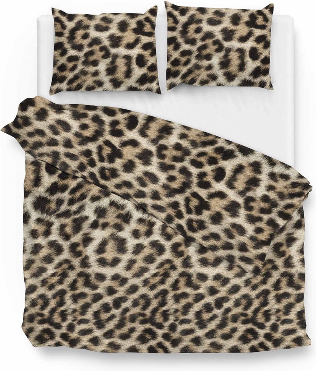 Warme flanel dekbedovertrek Leopard - lits-jumeaux (240x200/220) - hoogwaardig en zacht - ideaal tegen de kou