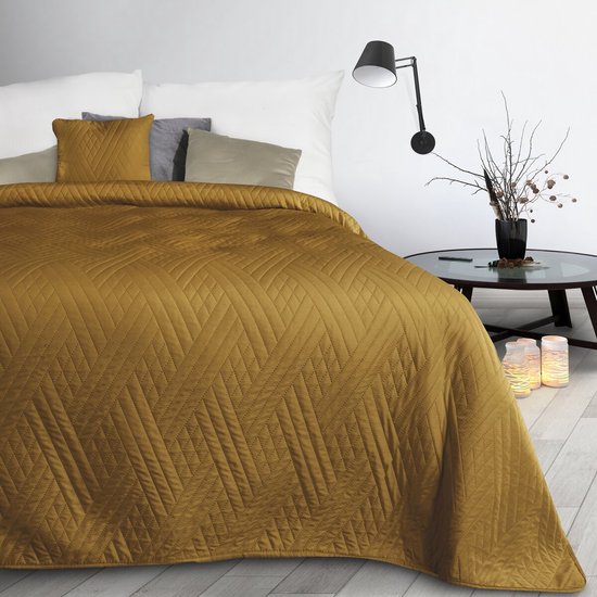 Couvre-lit de luxe BONI Type 1 de Oneiro ocre - 220x200 cm - couvre-lit 2 personnes - literie - chambre - couvre-lits - couvertures - salon - couchage