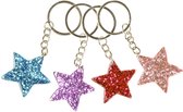 Sleutelhangers 12 stuks glitter ster junior 3,5 cm diverse kleuren | set 12 stuks | uitdeelkadootjes | uitdelen