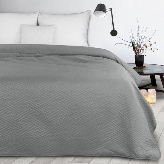 Oneiro’s luxe BONI Type 4 Beddensprei grijs - 170x210 cm – bedsprei 2 persoons - beige – beddengoed – slaapkamer – spreien – dekens – wonen – slapen