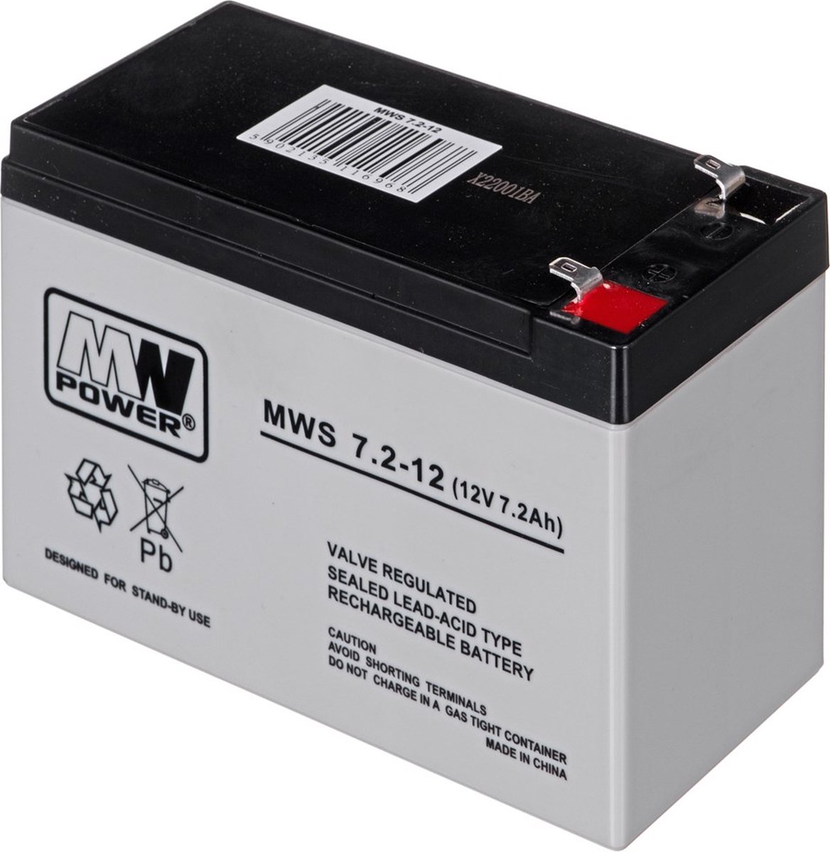 MPL MW POWER MWS 7.2-12 UPS-accu Lood-zuur batterij VRLA AGM Onderhoudsvrij 12 V 7,2 Ah Zwart, Grijs