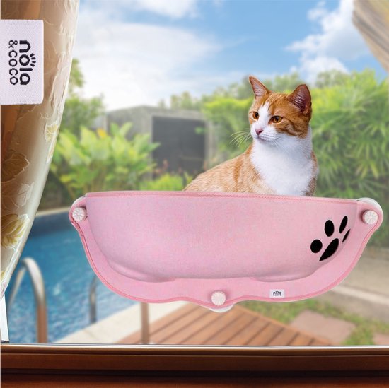 Nola & Coco® Kattenhangmat voor aan het Raam - Raambaars - Katten - Hangmat Kat - Dieren - Kattenbed - Kattenmand - Slaapplek - Ligplaats - Roze