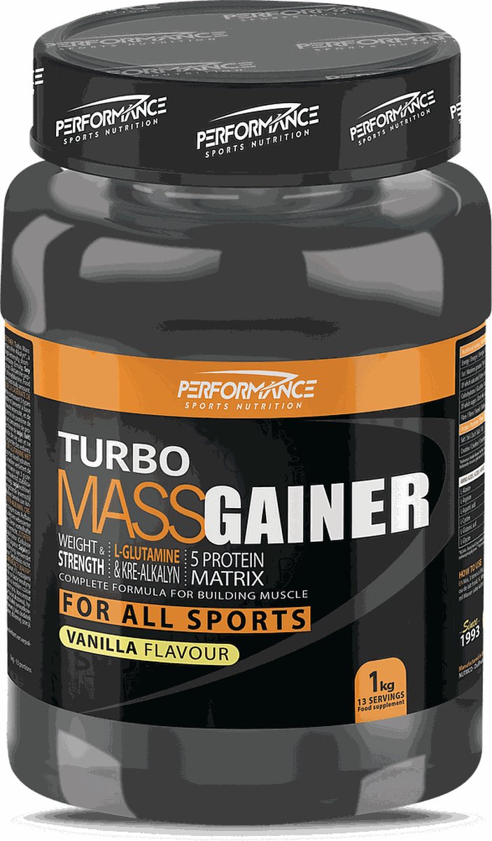Turbo Mass Gainer (Banana - 1000 gram) - Performance - Weight gainer - Mass gainer - Sportvoeding - 13 shakes