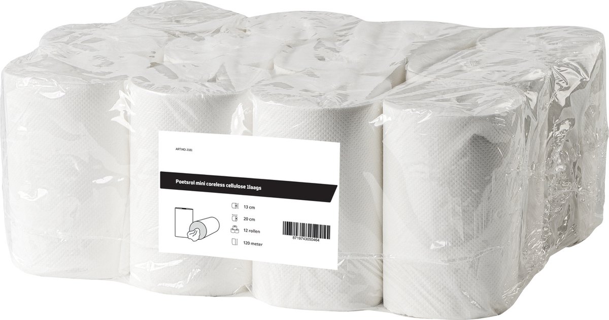 Poetsrol mini coreless cellulose 1laags