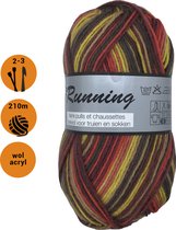 Lammy yarns Running gemêleerde sokkenwol oranje bruin (426) - 1 bol wol en acryl garen - pendikte 2 a 3 mm - 50 grams