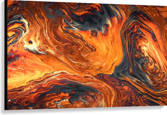 WallClassics - Canvas  - Oranje/Zwarte Verfmix - 120x80 cm Foto op Canvas Schilderij (Wanddecoratie op Canvas)