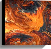 WallClassics - Canvas  - Oranje/Zwarte Verfmix - 30x30 cm Foto op Canvas Schilderij (Wanddecoratie op Canvas)