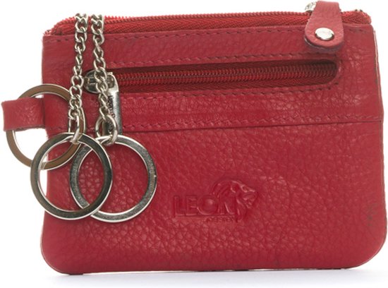 LeonDesign - 16-KW02C804-03 - rouge - porte-cartes simple compartiment pour clés et monnaie - cuir