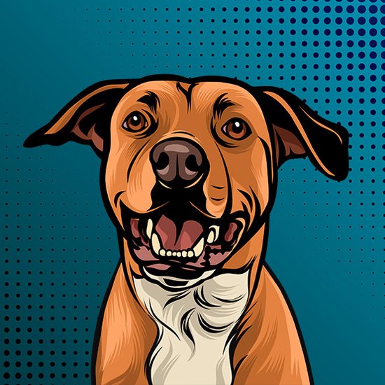 Huisdierportret van je lieve huisdier - Honden cartoon - Modern achtergrond - Wanddecoratie - Muurdecoratie - huisdier schilderij