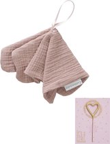 Speendoekje roze met mini wondercard - geschenkset - speenkoord - kraammand - baby cadeauset - meisje - kraamcadeau - kraamkado - babyshower - gender reveal - cadeauset - newborn - roze