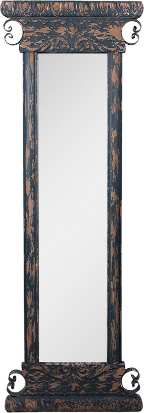 Clayre & Eef Spiegel 45x131 cm Blauw Bruin Hout Grote Spiegel