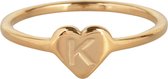 CHARMIN’S - INITIALEN - ZEGELRING - HARTJE - GOLDPLATED - LETTER K - MAAT 18 - STAINLESS STEEL - WATERPROOF