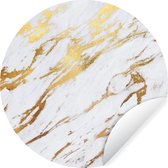 Wallpaper Circle - Marbre - Wit - Or - Luxe - ⌀ 120 cm - Wall Circle - Auto-adhésif - Round Wallpaper Sticker XXL