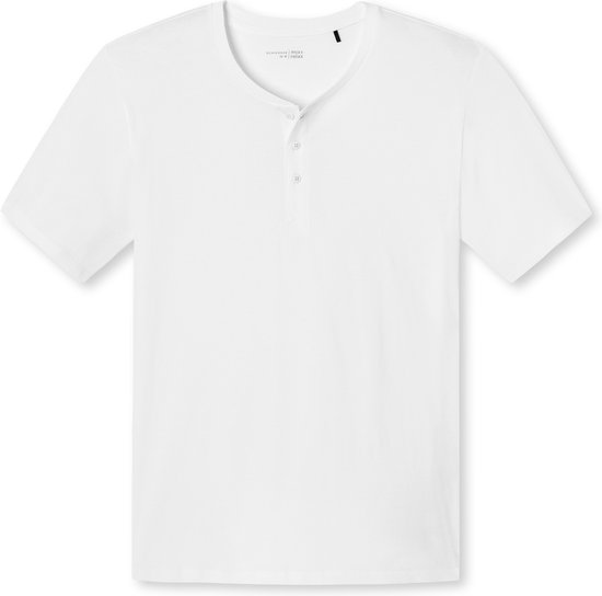 SCHIESSER Mix+Relax T-shirt - korte mouw O-hals met knoopjes - wit - Maat: S