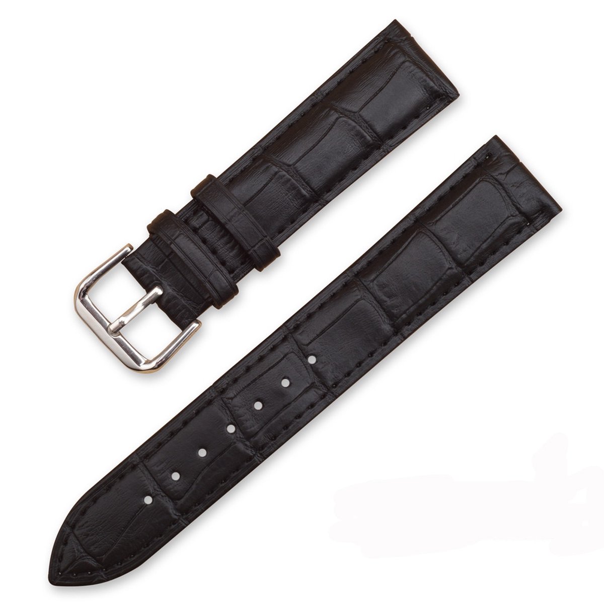SmartphoneClip® Horlogeband - Leer - 18mm - Zwart - Horlogebandjes