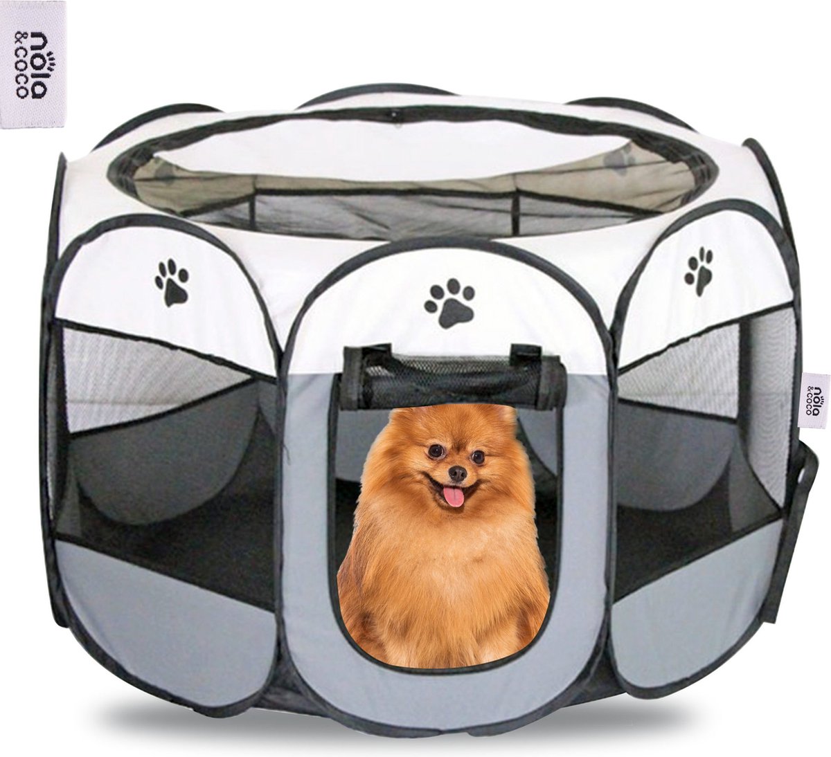 Nola & Coco Puppyren Tent Voor Honden XL - Opvouwbare Bench - Konijnenren - Inklapbare Reisbench - ⌀ 114 x 58.2cm