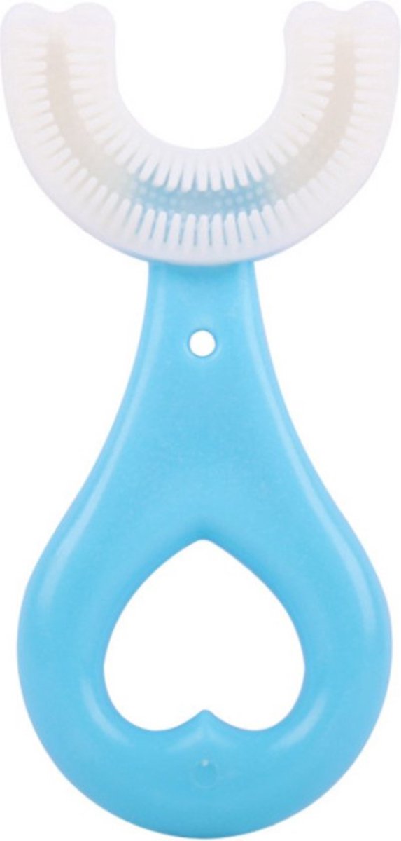360 graden U vormige baby tandenborstel - Zachte siliconen - Kinderen tandenborstel - Bijtringen - Blauwe hart