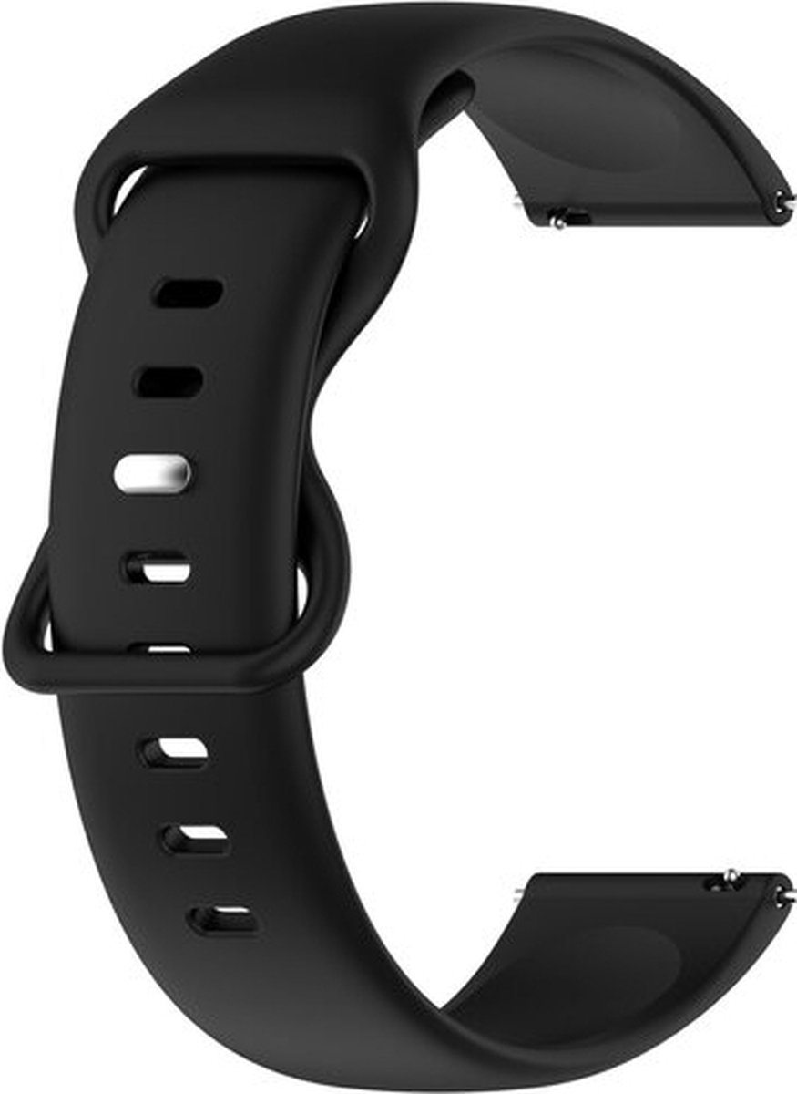 By Qubix - Solid color sportband 20mm - Zwart - Geschikt voor Samsung Galaxy Watch 7 (40 & 44mm) - Galaxy Watch FE - Galaxy Watch 6 - Galaxy Watch 6 Pro - Galaxy Watch 5 - 5 Pro - Galaxy Watch 4 - 4 Classic - Active 2 - Watch 3 (41mm)
